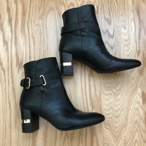 Stuart Weitzman Buckle Leather Ankle Boots, Size 6